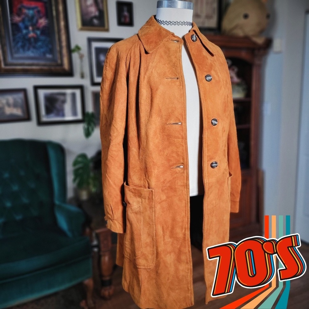 Imperial Leather Suede Coat Vintage 70s Womens 7/8 Brown Boho Penny Lane Jacket